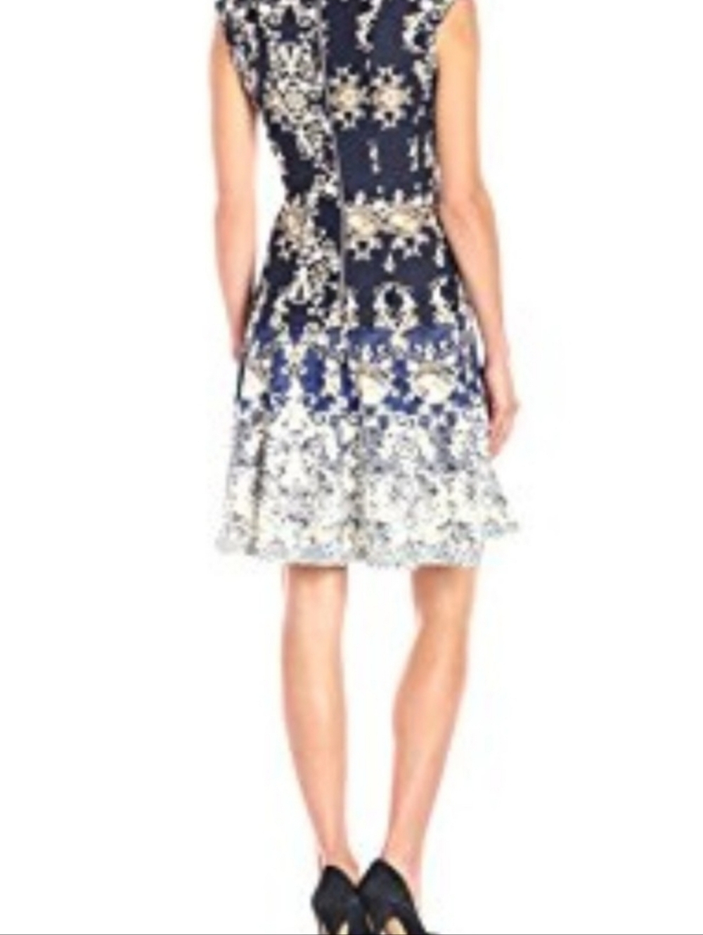 Dress Barn Navy and White Fit & Flare floral dress. Size 14. - Picture 3 of 6